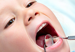 Child receiving dental exam